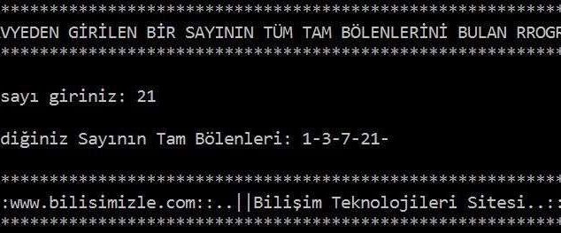  C# ile Girilen Sayının Tam Bölenlerini Bulan Program