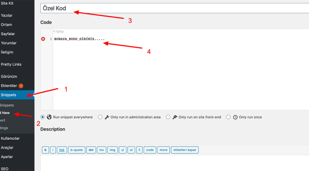 Functions.php Dosyasına Kod Eklemek