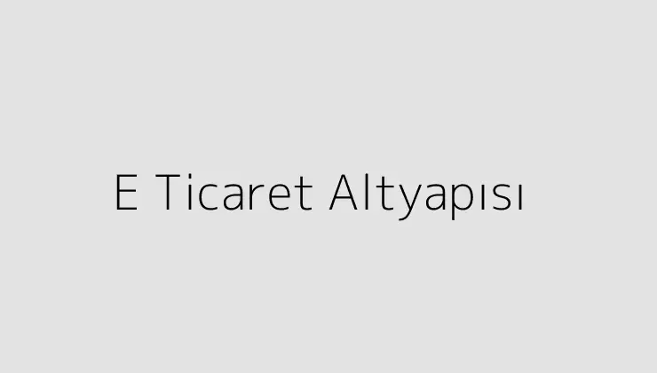 E Ticaret Altyapısı