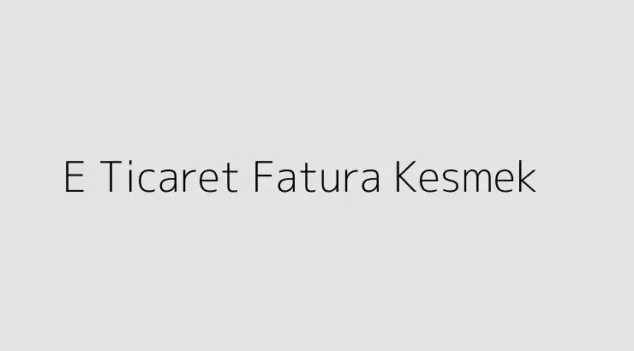 E Ticaret Fatura Kesmek