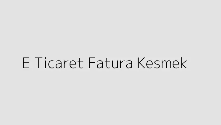 E Ticaret Fatura Kesmek