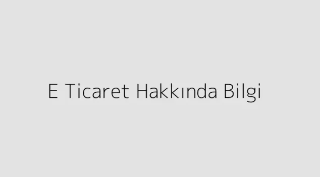 E Ticaret Hakkında Bilgi