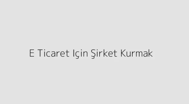 E Ticaret Için Şirket Kurmak