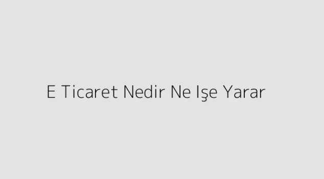 E Ticaret Nedir Ne Işe Yarar