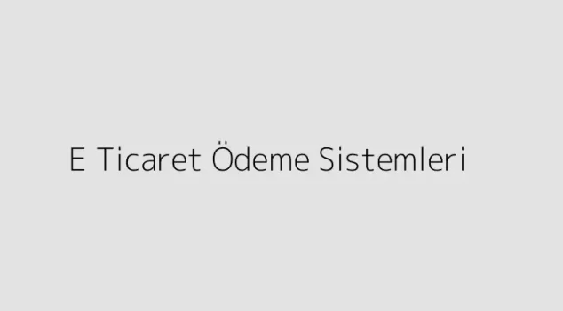 E Ticaret Ödeme Sistemleri