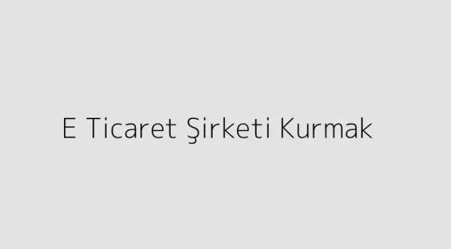 E Ticaret Şirketi Kurmak