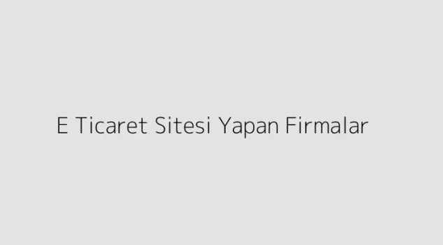 E Ticaret Sitesi Yapan Firmalar