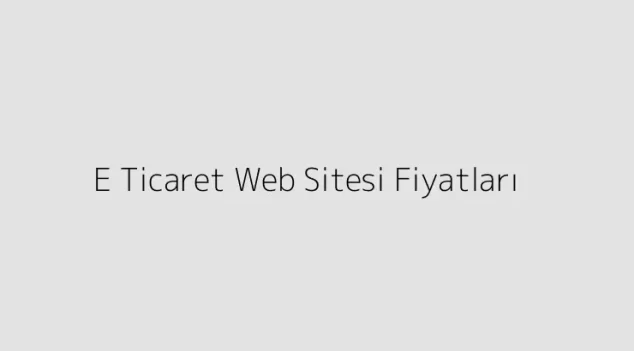 E Ticaret Web Sitesi Fiyatları