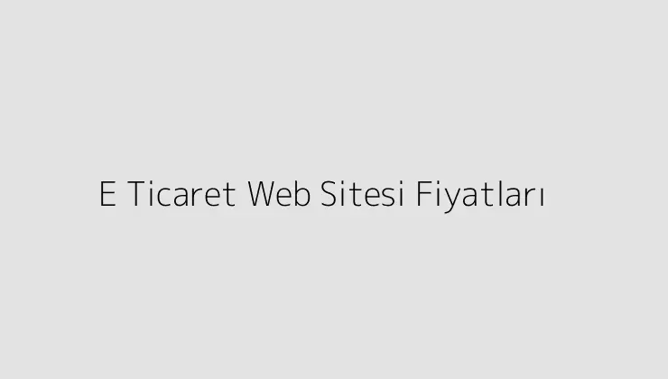 E Ticaret Web Sitesi Fiyatları