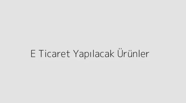 E Ticaret Yapılacak Ürünler