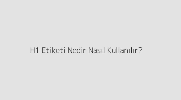 H1 Etiketi Nedir? Nasıl Kullanılır?