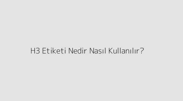 H3 Etiketi Nedir? Nasıl Kullanılır?