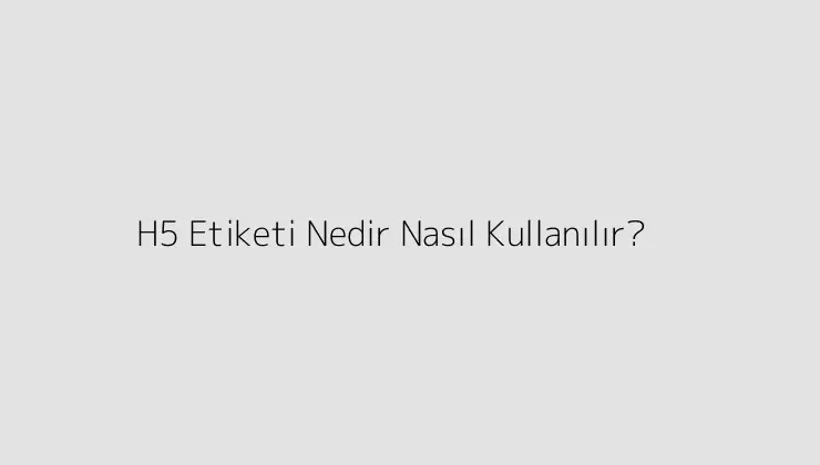 H5 Etiketi Nedir? Nasıl Kullanılır?