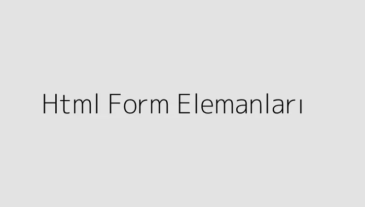 Html Form Elemanları