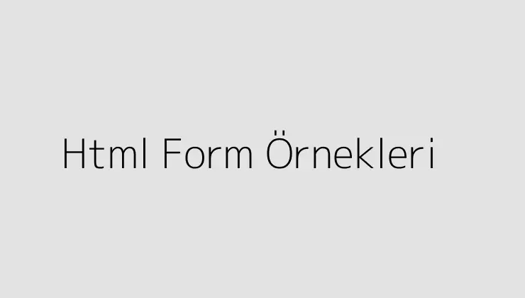 Html Form Örnekleri