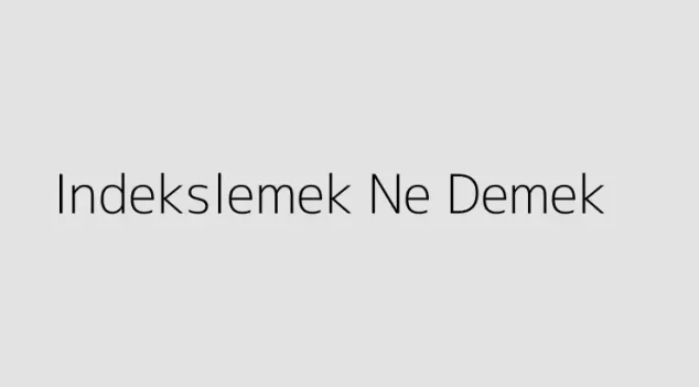 Indekslemek Ne Demek