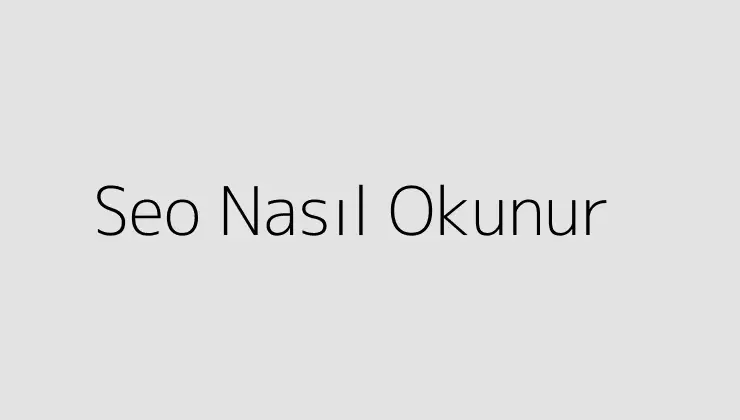 Seo Nasıl Okunur