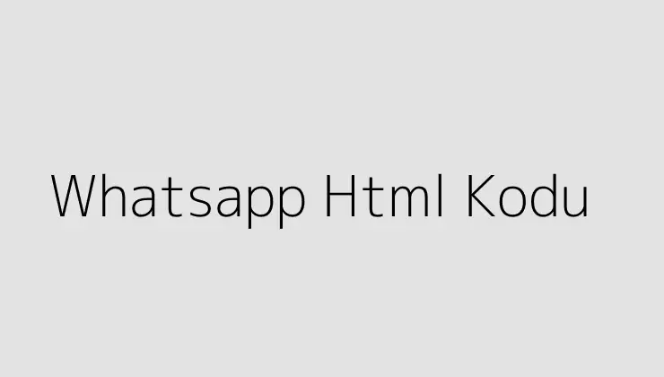 Whatsapp Html Kodu