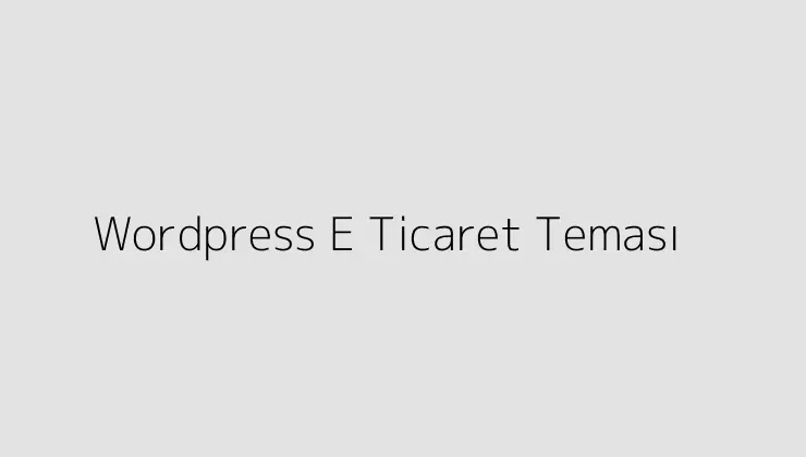 WordPress E Ticaret Teması